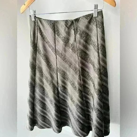 Vintage 90s Womens Brown Aline Flare Striped Retro Fairy Grunge Midi Skirt Small - Picture 6 of 7